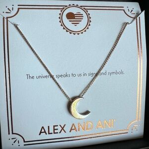 NWT Alex and Ani | Half Moon Sterling Silver Necklace